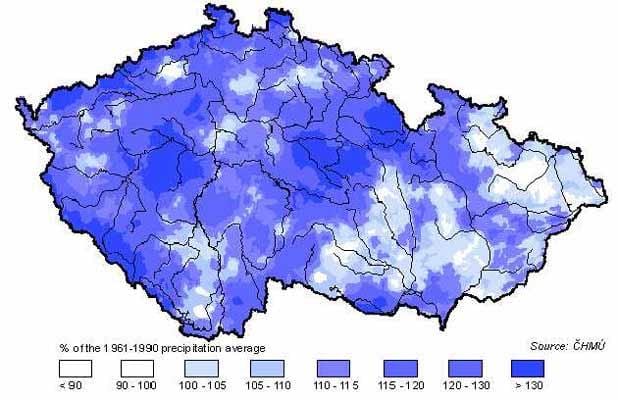 Česko déšť mapě