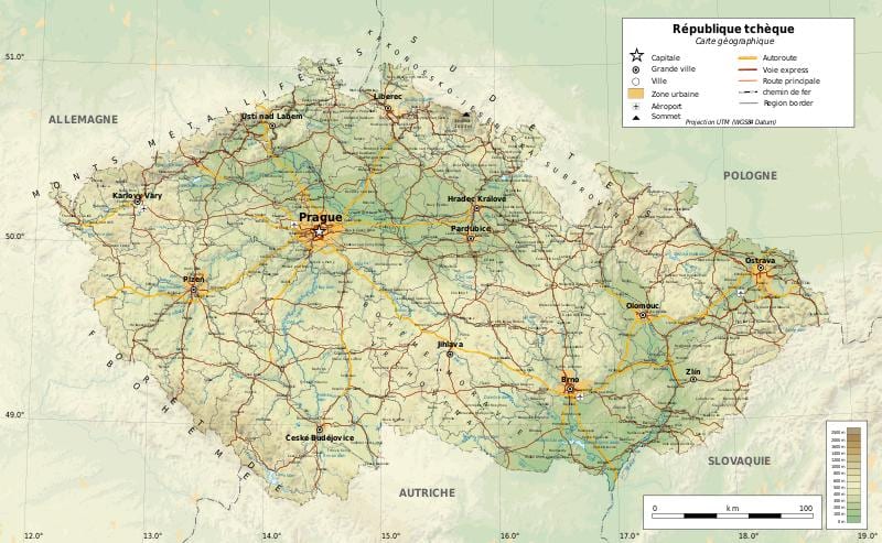 Česko geografie mapě