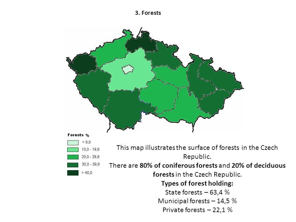 Česko lesy mapa