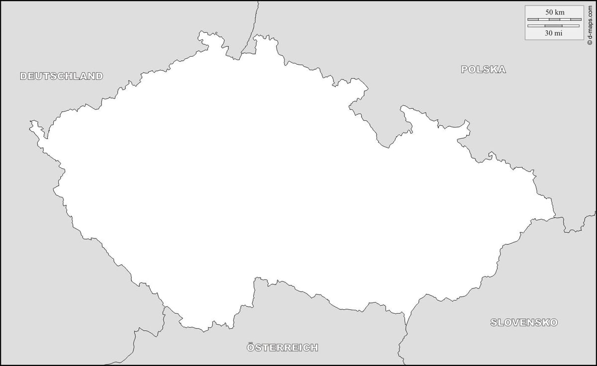 Česko obrys mapy