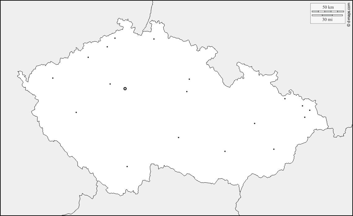 Česko prázdné mapě