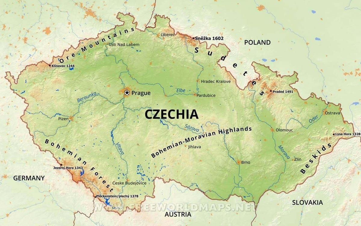Česko řeky mapě