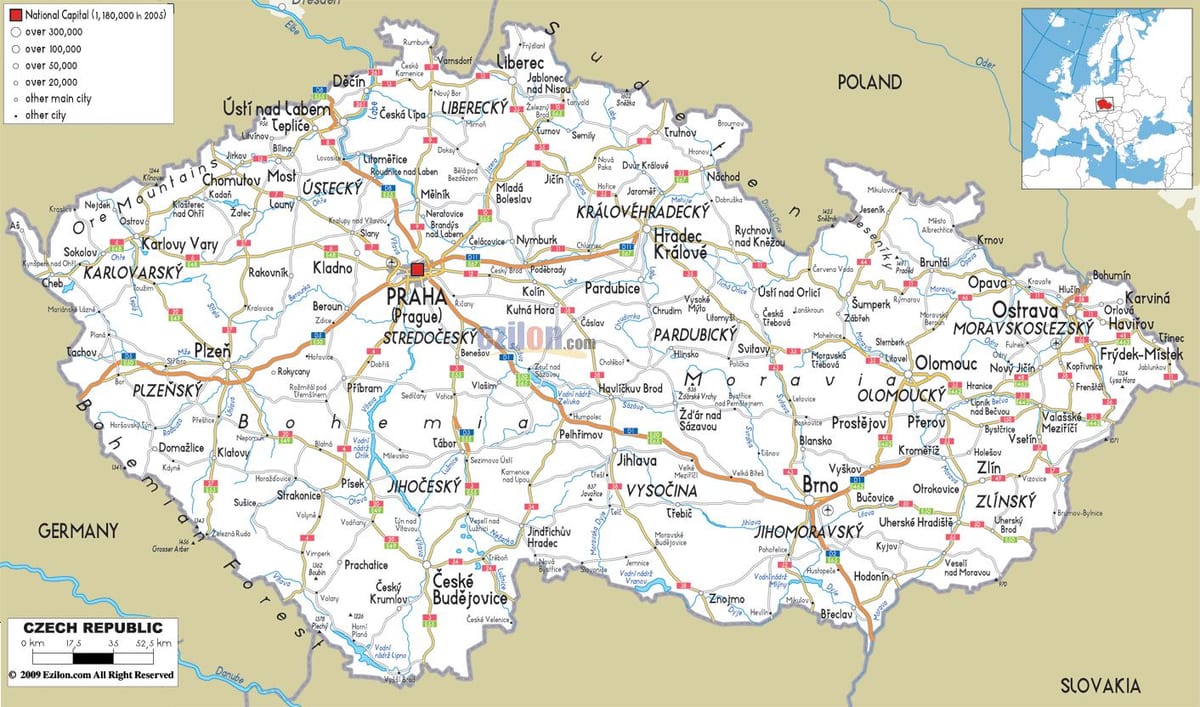 Česko silnic mapě