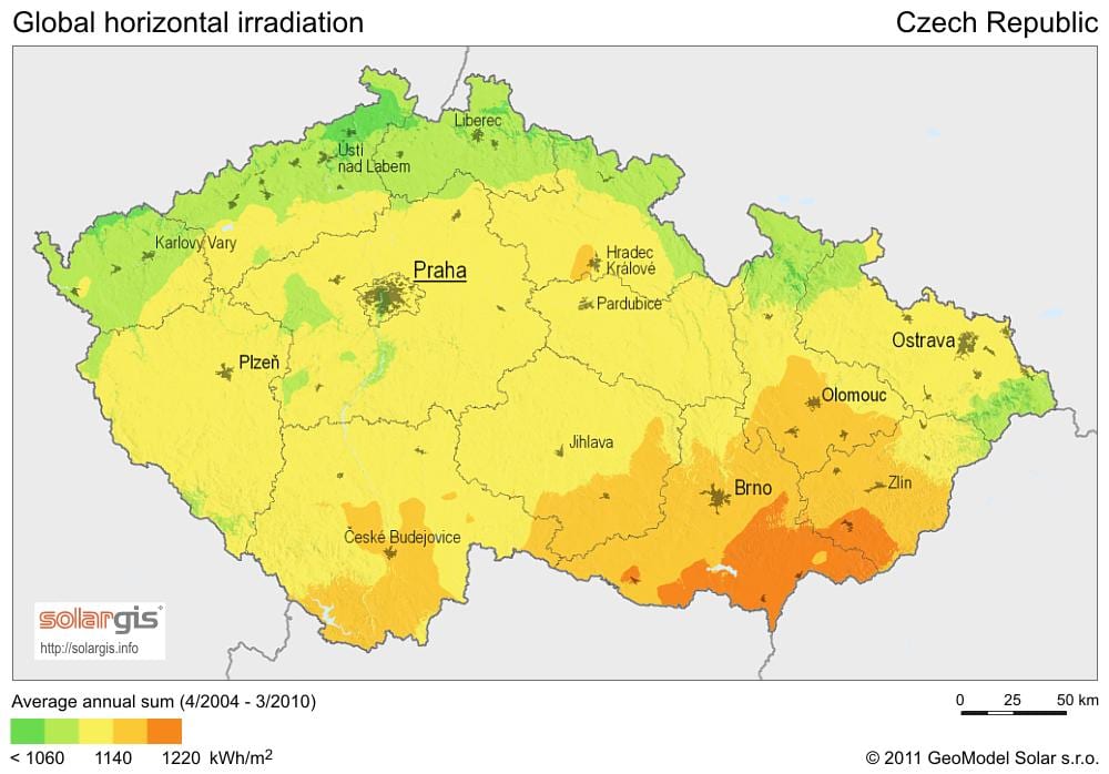 Česko sluníčko mapě