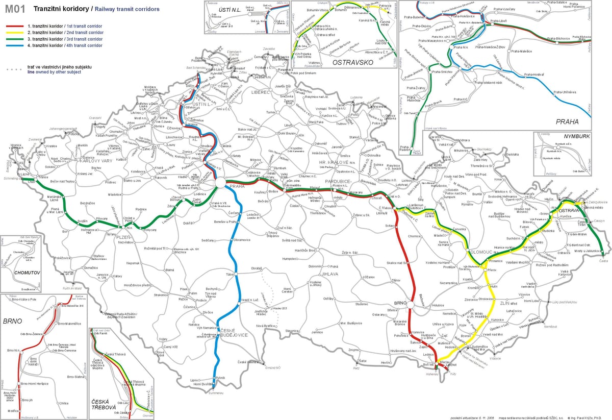 Česká republika železniční mapě
