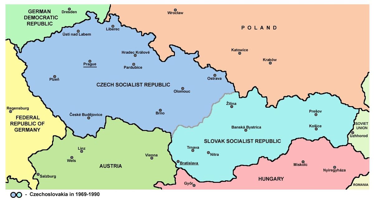 mapa Československa