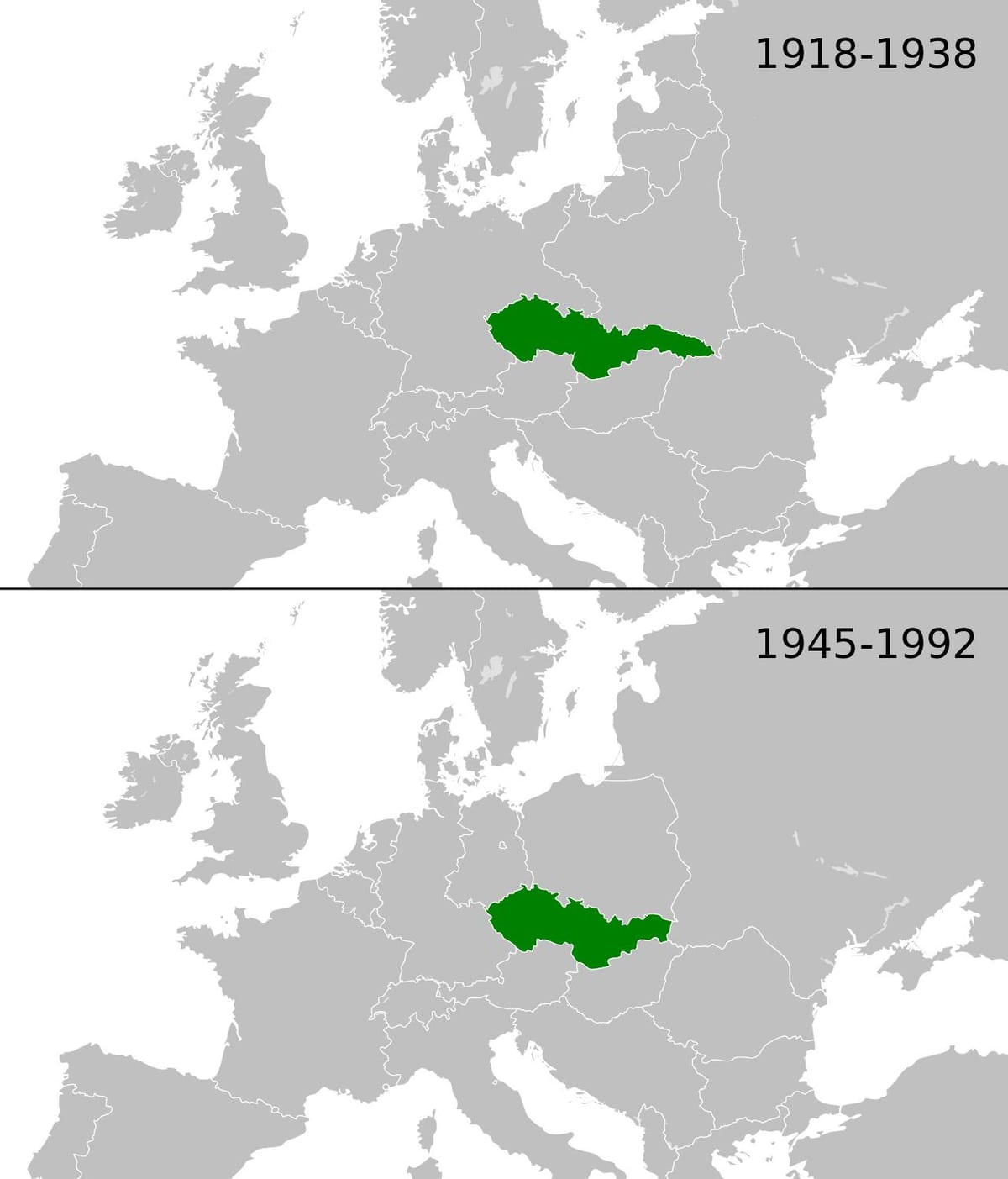 mapě Evropy Československo