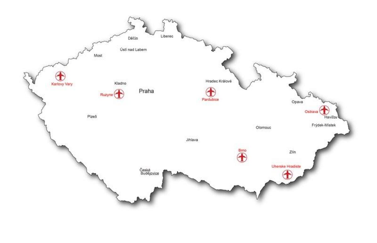 Česko letišť mapě