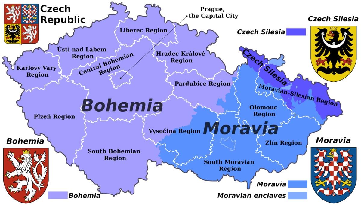 mapa Moravy česká republika