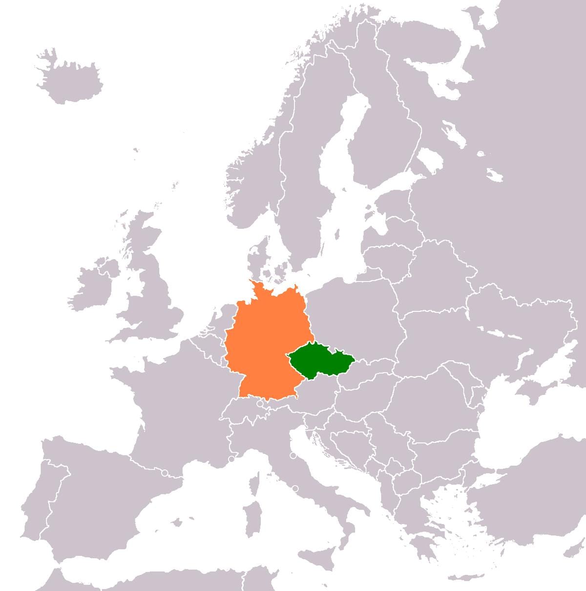mapa české republiky a Německa