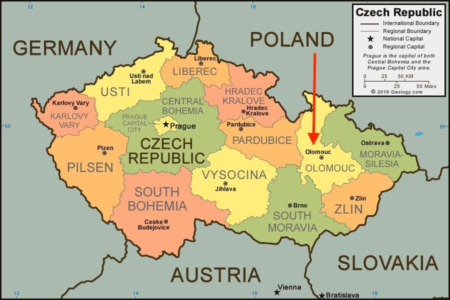 mapa olomouc česká republika
