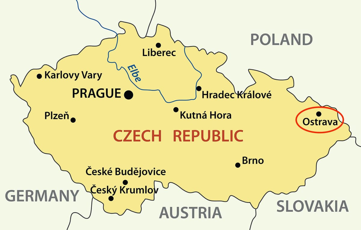 mapě z Ostrava, česká republika