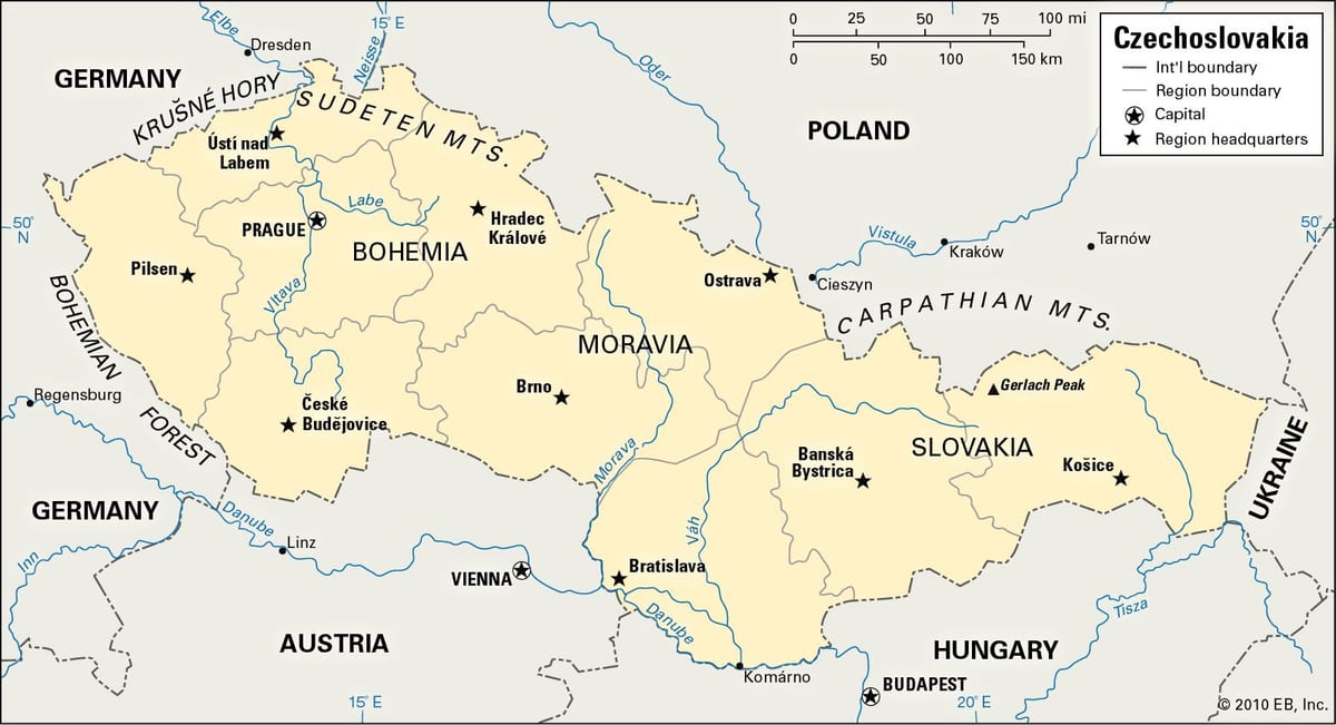 mapa starého Československa