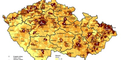 Česko populace mapě