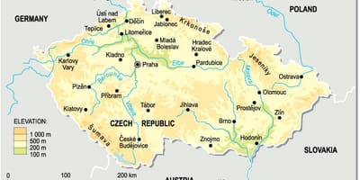 Česko výšková mapa