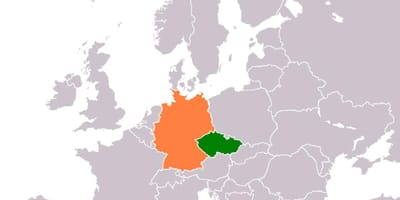 Mapa české republiky a Německa